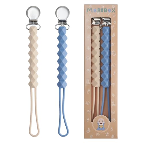 Image of Pacifier Clip for Boys Girls - MORIBOX Paci Clip Soothie Baby Binky Holder for Shower Gift Birthday 2 Pack