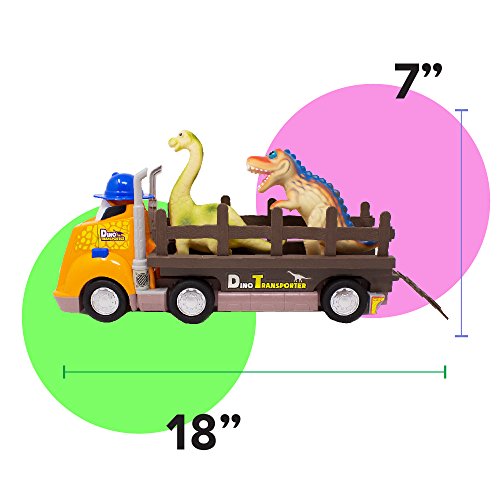Boley 3 Piece Dino Transporter Set - Dinosaur Lovers Set For Kids, Children, Toddlers - Animated Truck With Realistic Motor Sounds, Detachable Truck Bed #TOP4