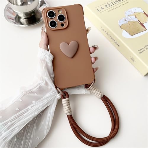 Coque antichoc iPhone 13 Pro avec cordon évite les chutes marron