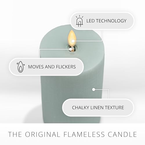 Image of Luminara - Flameless LED Battery Operated Flickering Pillar Candles - Fresh Mint - Pack of 1-3x6.5 - Realistic Moving Flame Real Wax Indoor /Outdoor