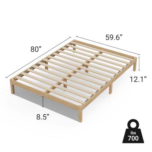 Image of LIFEMENT Queen Bed Frame Classic Wood Platform, Noise Free, Under Bed Storage, No Box Spring Needed, Easy Assembly, New Natural