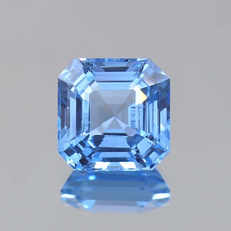 Spinelle naturelle bleu de Ceylan Asscher de 8,6 mm pour la création de bagues et bijoux - 4