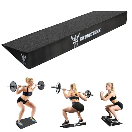 SKWATTERZ Slant Board Squat Wedge Boards For Exercise - ATG Workout Wedge With Anti Slip Sandgrip Layer Already Mounted - Calf Raise Block & Bulgarian Split Stand Squats wedges Incline - Heel Elevated Blocks