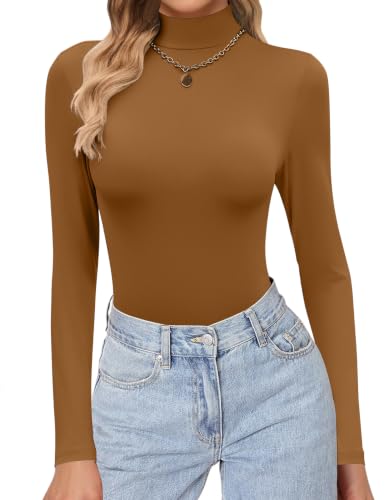 Image of Ekouaer Womens Turtleneck Shirts Long Sleeve Lightweight Fitted Thermal | Mock Neck, Soft Base Layer Tops, Underwear Stretchy Fit, Buttery Soft Undershirts, Fashion Winter Clothes