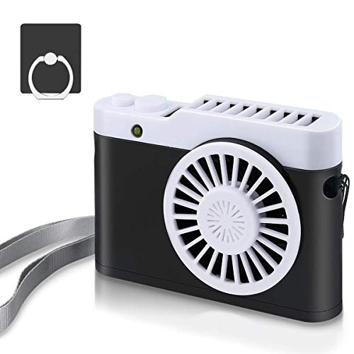 WIOR Mini Necklace Fan USB Portable Handheld Fan 3 Speeds Rechargeable Personal Cooling