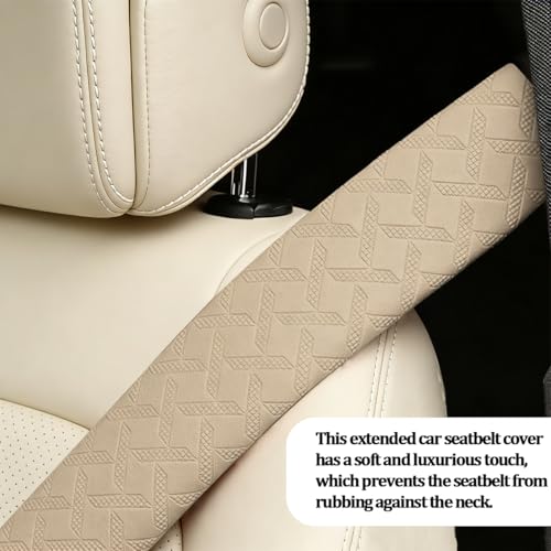 2PCS Car Seat Belt Cover, Soft Leather Vehicle Seatbelt Shoulder Cushion Mat for Comfortable Driving, Auto Interior Seat Belt Strap Harness Pad, Universal for Truck SUV Sedan (Beige) - Image 6