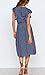 MITILLY Women's Boho Polka Dot Flutter Short Sleeve V Neck Button Down Swing Midi Dress with Pockets Medium Dark Blue
