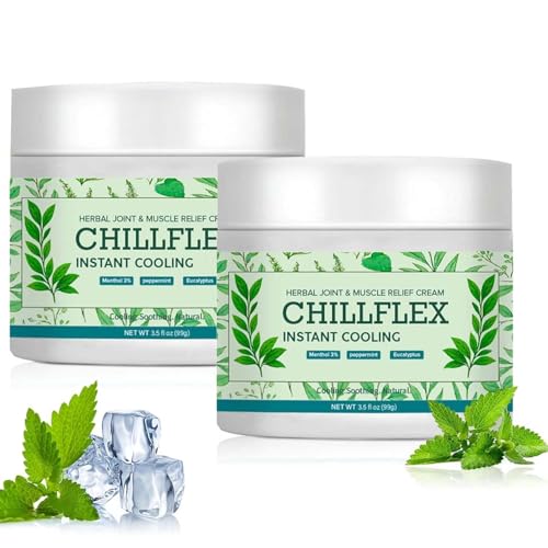CHILLFLEX Menthol Soothing Cream, 3.5 OZ Joint Activities Throughout The Body, Relieve Muscle Tension for Head, Knees, Legs, Lumbar, Neck, Hands and Feet Men Women, 2 Bottle