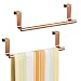 mDesign Decorative Kitchen Over Cabinet Towel Bar - Hang on Inside or Outside of Doors, Storage and Display Rack for Hand, Dish, and Tea Towels - 9" Wide, Strong Steel Design in Copper