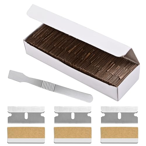 100 Pcs Scraper Blades, Car Sticker Remover, Glass Scraper for Windows, Paint Scraper Cleaning Tool, Plastic Scraper Replacement Blades Non-Scratch for Car Windows Oven Sticker Remover