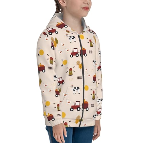 Cute Cartoon Farm Kid Hoodies Boys Zip Up Sweatshirts Girls Pullover with Pocket4
