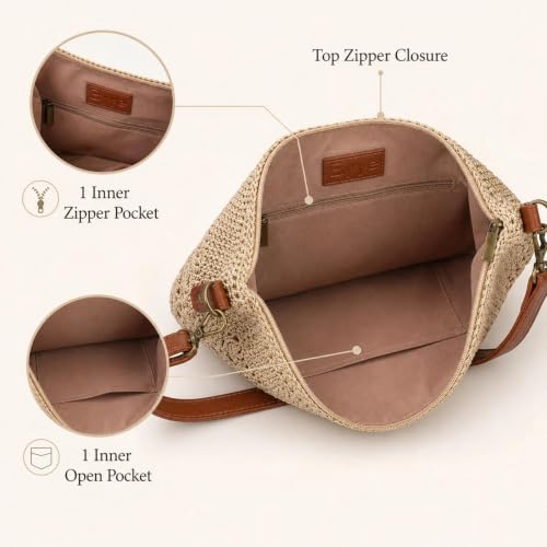 Image of Eiyye Boho Crochet Crossbody Bag Women Handmade Hobo Purse Large Tote Bag for Summer BeachTravel Daily Use