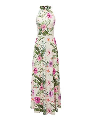 Image of STYLEWORD Women's Summer Floral Halter Maxi Dress Vacation Semi Formal 2026