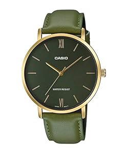 Montre Analogique Casio Bracelet Cuir Vert - Boîtier 40mm