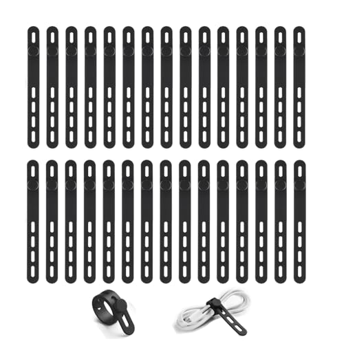 Bridas Cables de Silicona 30 Piezas Bridas Reutilizables para Cables Negro Sujeta Cables Elásticas para Organizar y Almacenar Cables de Carga, Cables de Audio