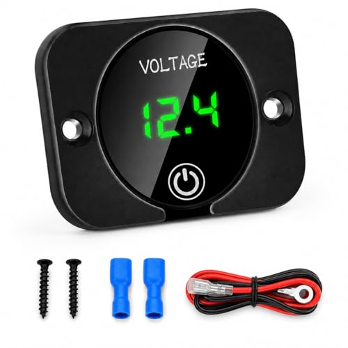 Linkstyle DC Batterie Anzeige 12V 24V, Wasserdichtes Digital Voltmeter mit Touch Schalter Verpolungsschutz für Auto Wohnmobil Motorrad Boot