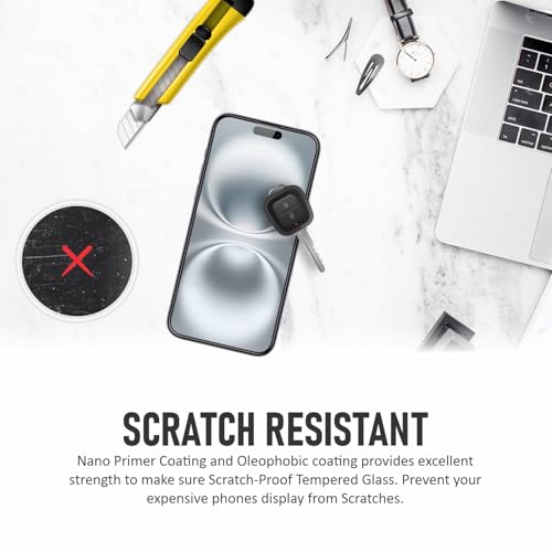 Image of SupCares Tempered Glass for iPhone 16 (6.1 Inch) With Installation Kit | Military-Grade Gorilla Screen Protector | Edge to Edge Coverage | Black