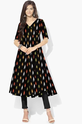 Image of Cotton Pochampally ikat unstitched blouse, Kurthi, long frock fabric material for women (1 meter, 2 meters & 3 meters)