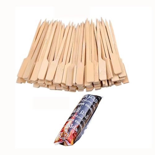 Iyalezirk Herramientas de Barbacoa Palo de Bambú Natural de Carbón de Madera Combustible, Adecuado para Tipos de Herramientas de Barbacoa Banquete
