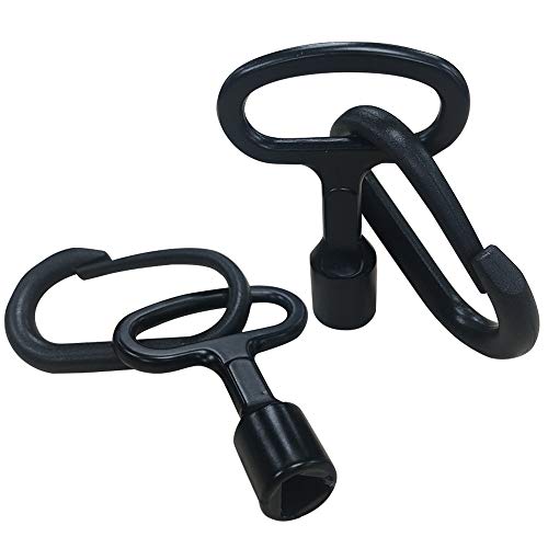 Preisvergleich Produktbild Schwarz Dreikantschlüssel, Wasserhahn Schlüssel, Dreikantschlüssel für Absperrpfosten, Universal Dreikantschlüssel Mültonne Elektriker Schlüssel mit Karabiner (2er Pack)