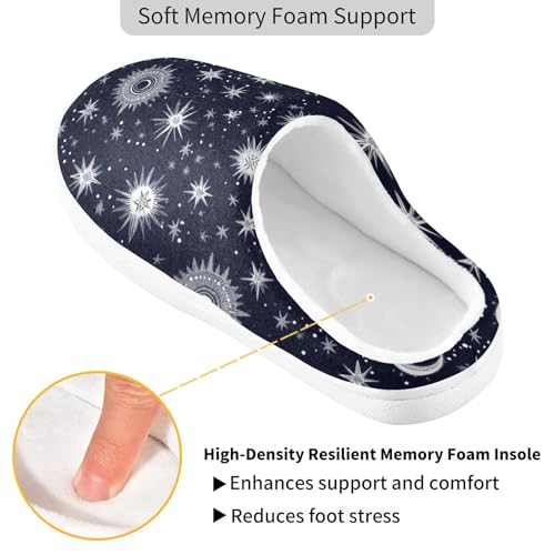 Starry Night Star Sun Moon Women Cotton Slippers Non Skid Memory Foam House Shoes for Travel Funny Presents 6-72