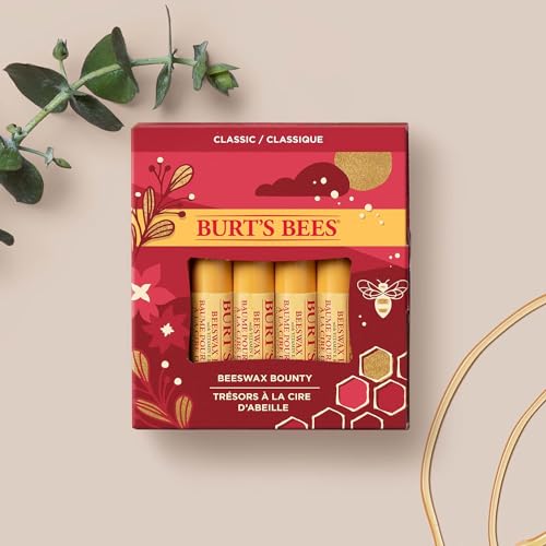 Burt’s Bees Holiday Gift, 4 Lip Balms Stocking Stuffer, Beeswax Bounty Classic Set, Beeswax Moisturizing Lip Balm - Image 4
