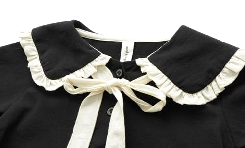 Image of Mud Kingdom Girls Blouse Shirts Spring Fall Long Sleeve Button-Down Top Ruffle Collar