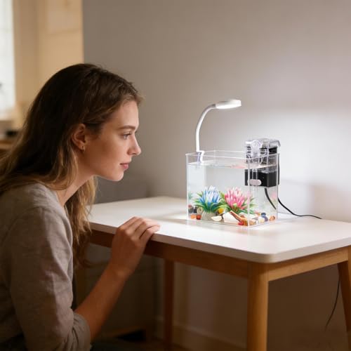 Mini acuario de poliestireno con base transparente alta 8