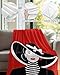 Fleece Throw Blanket, Fashion Girl Wearing Black Hat Lightweight Warm Coverlet Cozy Soft Flannel Blankets for Couch Bed Sofa Camping for All Seasons Black White Red