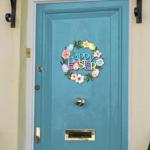 Easter-Decorations-Wreath-Hanging-Door-Sign-Happy-Easter-Eggs-Flowers-Leaves-Wooden-Door-Sign-Welcome-Seasonal-Spring-Easter-Wreath-Sign-for-Easter-Tree-Door-Wall-Party-Supplies Easter Decorations Wreath Hanging Door Sign Happy Easter Eggs Flowers Leaves Wooden Door Sign Welcome Seasonal Spring Easter Wreath Sign for Easter Tree Door Wall Party Supplies