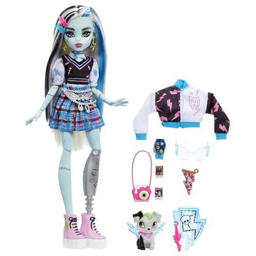 Monster High Frankie Puppe, Elektrisierende Mode, Voltageous College-Jacke, gruseliges Zubehör, flexibler Körper, für Kinder ab 4 Jahren… – Ansicht 5