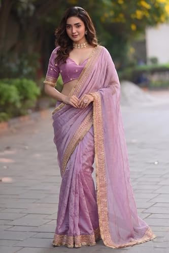Image of Women's Designer Bollywood Soft Georgette Heavy Embroidery Sequins Work Sarees For Wedding With Blouse Piece