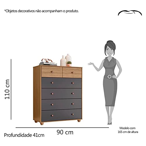 Cômoda 6 Gavetas 90cm Vittoria Albatroz Móveis