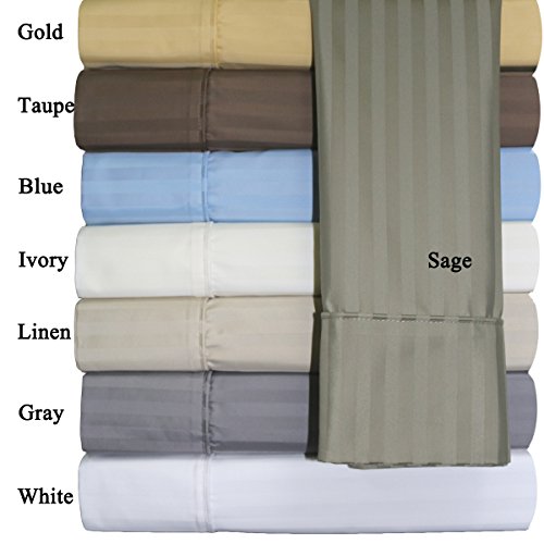 620-Thread-Count Pillowcases Set, Wrinkle-Free Cotton-Blend Pillow Cases, Sateen Striped, King Size, White #TOP1