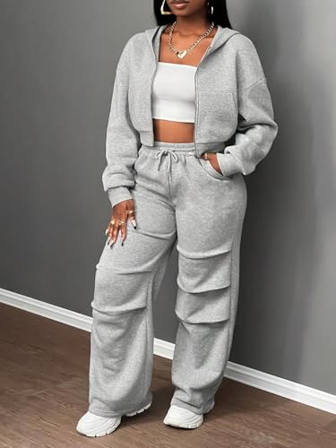 Image of Q - RIOUS Women's Baggy Mid Waisted Lounge Sweat Pants with Drawstring Athletic Flared Joggers with Pockets
