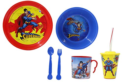Jamara 410132 Superman - Vajilla Infantil (8 Piezas, Apto para lavavajillas, Plato, Taza, Cuenco...