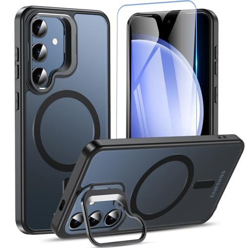 Coque Samsung Galaxy S25 avec support et protection écran Fin2feel antichoc noire