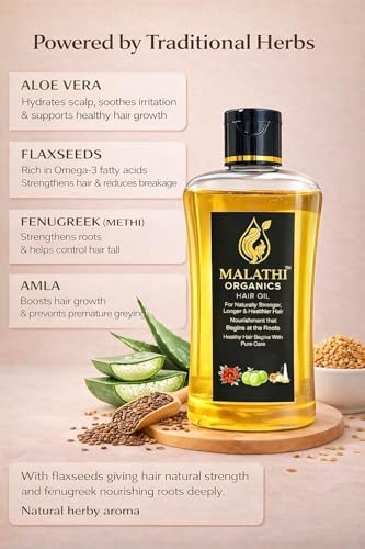 Image of Hair Oil, Infused with Nutrient-Rich Botanicals Coconut Oil, Flaxseed, Marshmallow Root, Aloe Vera, Hibiscus, Amla & Fenugreek Extracts,For Stronger & Healthier Hair.(250 Ml)