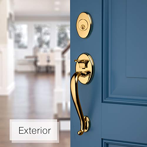 Baldwin Estate Polished Brass Logan Single Cylinder Sectional Handleset With Classic Round Knob, 85315.003.Entr #TOP1