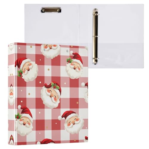 リングファイル ルーズリーフ バインダー a4 クリスマス チェック レッド Dリング 3穴 200枚収納 クリップ&収納ポケット付き 書類整理 事務用品