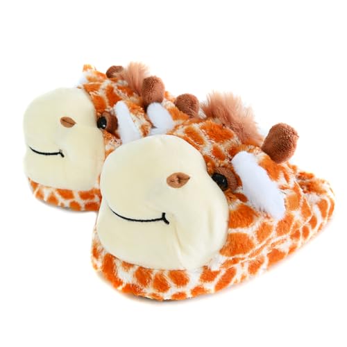 Onmygogo Ladies Novelty Animal Plush Slippers Winter Indoor Home Scuff Slippers for Women (4-6 UK Giraffe)