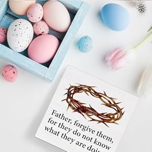 Christian Easter Decor Rustic Religious Wooden Sign Farmhouse Easter Desk Decorations Home Living Room Shelf Decor 5 x 5 Inches Christian Easter Decor Rustic Religious Wooden Sign Farmhouse Easter Desk Decorations Home Living Room Shelf Decor 5 x 5 Inches