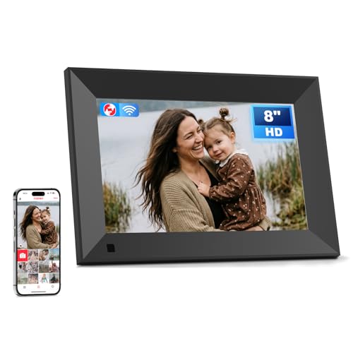 Arktronic Frameo 8 Inch smart WiFi Digital Photo Frame with 1280x800 HD IPS Touchscreen, Frameo Digital Frame WiFi 16GB, Wall Mountable, Share Photo/Video via Apps, Email, Support USB/Mirco SD, Black