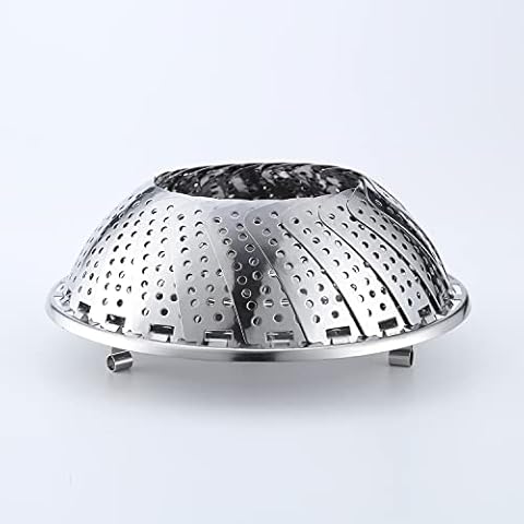 MiHerom Steamer Basket,Folding Steamer Insert,Stainless Steel Vegetable Steamer for Veggie Fish Eggs Seafood Cooking,Expandable to Fit in Pots Cover
