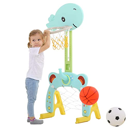 Ark miido Basketballkorb für Kinder 3 in 1 Basketballständer | Fußballtor | Wurfspiel Höhenverstellbarer Sport-Aktivitätszentrum für Kleinkinder Sport für Jungen und Mädchen Indoor & Outdoor Geschenk Cover