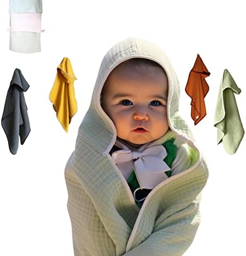 Mum Sweet Mum | Hooded Muslin Baby Bath Towel | Muslin Baby Towels for Newborns to Toddlers |%100 Organic Muslin Cotton | 40x32” | Gift Cotton Bag | (Mint Green)