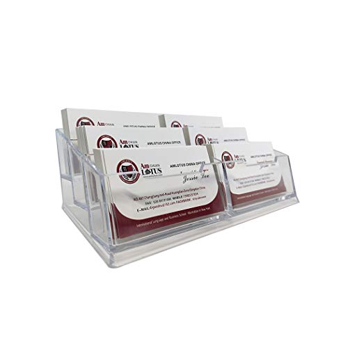 Digead Organizador Escritorio , Caja de Tarjetas de Visita de Acrílico , Escritorio Transparente Soporte de Tarjetas de Visita , Organizador Tarjetas visita - 6 Bolsillos