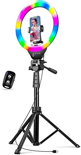 Torjim 12″ RGB Ring Light with 62″ Tripod Stand, Selfie Ring Light with Phone Holder & Wireless Remote, 3 CCT Modes & 12 Color Modes LED Ring Light for Selfie/Makeup/TikTok/YouTube
