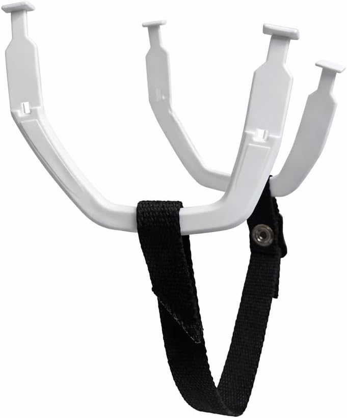 Replacement Hockey Helmet Chin Strap, Button Loop with Ear Loops White, Strap Kit Color Full Black, CCM, Bauer, True, and Warrior