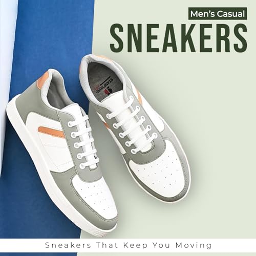 Image of STANPHORD Mens Skynkrew Casual Sneakers Lace-Up Shoes with Stylish Tan Accent | Comfortable Trainers for Walking, Gym & Travel